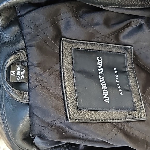 Men's ANDREW MARC Additions Saks Fifth Ave Black Leather lined Jacket Coat M - Picture 16 of 16